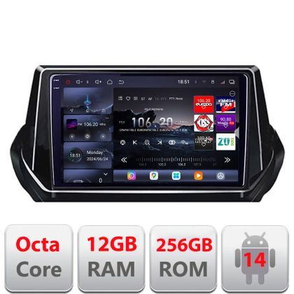 Navigatie Peugeot 2008 2020- Android radio gps internet 8 core QLED 2K 12+256GB 360 Edotec