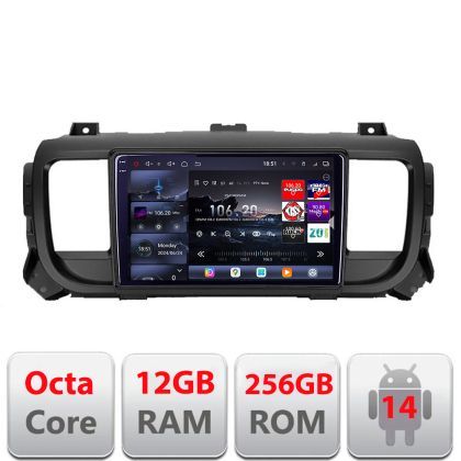 Navigatie Citroen Jumpy Toyota Proace Peugeot Traveller 2017-2022 Edotec Kit-jumpy16 8 core QLED 2K 12+256GB 360 Android Waze USB Navigatie Internet Youtube