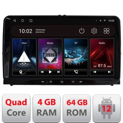 Navigatie dedicata VW Skoda Seat Edotec VW Lite ecran 9" Qled Android 4 core 4+64 Wifi radio usb BT GPS carplay android auto