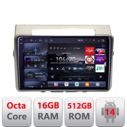 Navigatie Toyota Verso intre anii 2004-2009 Android radio gps internet 8 core QLED 2K 12+256GB 360 Edotec