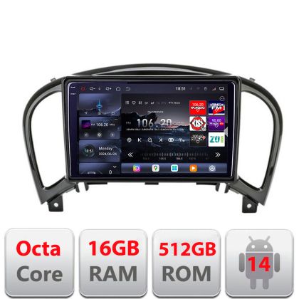 Navigatie Nissan Juke 2010-2015 Edotec Kit-JUKE 8 core QLED 2K 12+256GB 360 Android Waze USB Navigatie Internet Youtube Radio