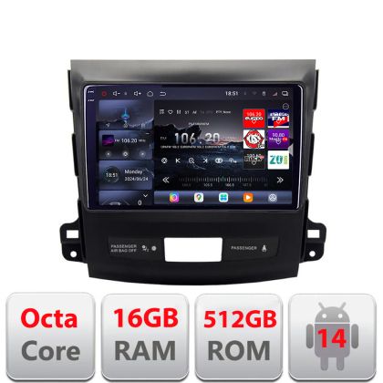 Navigatie Mitsubishi Outlander 2006-2011 Edotec Kit-056 8 core QLED 2K 12+256GB 360 Android Waze USB Navigatie Internet Youtube Radio v1