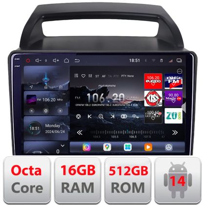 Navigatie Kia Carnival 2006-2014 Android radio gps internet 8 core QLED 2K 12+256GB 360 Edotec