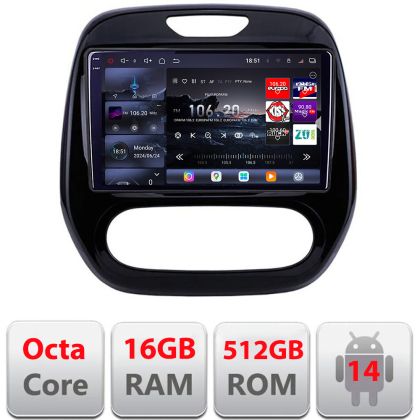 Navigatie Renault Captur 2013-2020 Android radio gps internet 8 core QLED 2K 12+256GB 360 Edotec