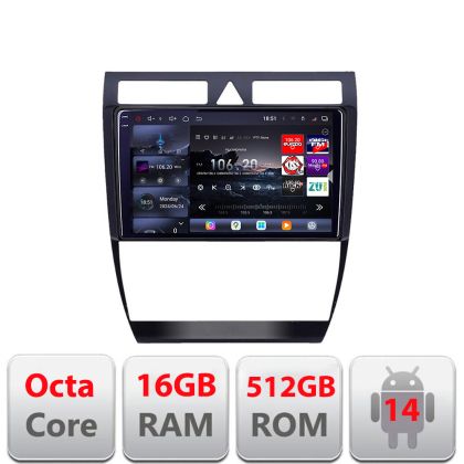Navigatie Audi A6 C5 1997-2004  Edotec Kit-102 8 core QLED 2K 12+256GB 360 Android Waze USB Navigatie Internet Youtube Radio