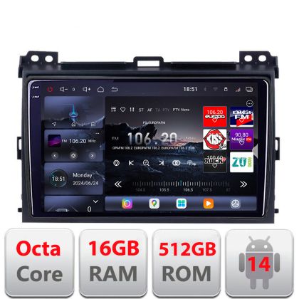 Navigatie Toyota Prado 2007- Edotec Kit-456 8 core QLED 2K 12+256GB 360 Android Waze USB Navigatie Internet Youtube Radio v1