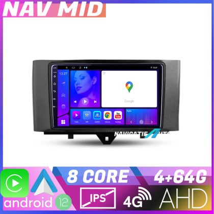 Navigatie Smart For Two 2010 2015 KIT Smart10 EDOTEC-LITE Android Ecran 720P Octa Core 4 64 Carplay