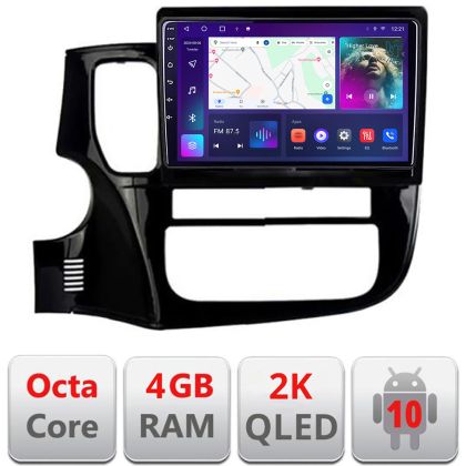 Navigatie Mitsubishi Outlander 2014- C-1230 Android Octa Core Ecran 2K QLED GPS 4G 4+32GB 360 KIT-1230+EDT-E410-2K
