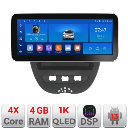 Navigatie Citroen C1 Peugeot 107 Toyota Aygo 2005-2014 Edotec 4+64 12.3 inch Incell 1K android Wifi 5Ghz gps internet  KIT-C1 v2