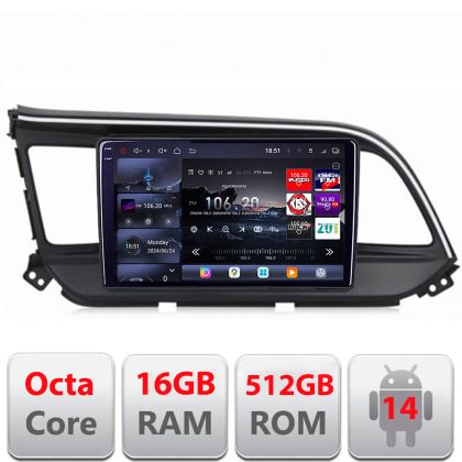 Navigatie Hyundai Elantra 2018- Edotec Kit-1581 8 core QLED 2K 12+256GB 360 Android Waze USB Navigatie Internet Youtube Radio