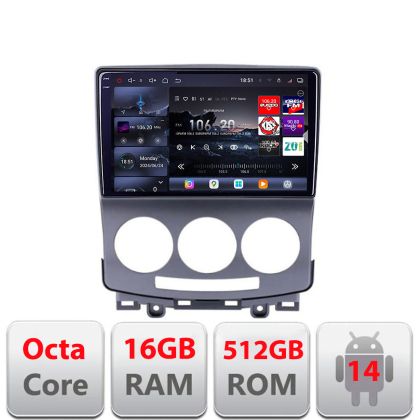 Navigatie Mazda 5 2005-2010 Edotec Kit-MZ22 8 core QLED 2K 12+256GB 360 Android Waze USB Navigatie Internet Youtube Radio