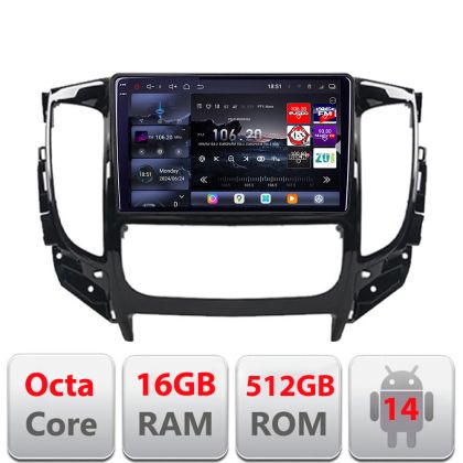 Navigatie Mitsubishi L200 2014-2020 Edotec Kit-1094 8 core QLED 2K 12+256GB 360 Android Waze USB Navigatie Internet Youtube Radio v1