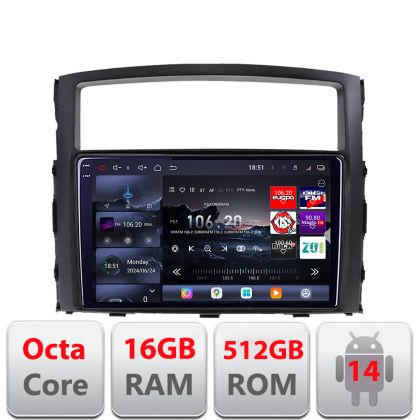 Navigatie Mitsubishi Pajero 2006-2018 Edotec Kit-452 8 core QLED 2K 12+256GB 360 Android Waze USB Navigatie Internet Youtube Radio