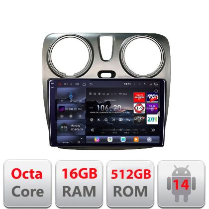 Navigatie Dacia Dokker Lodgy Android radio bluetooth internet 8 core QLED 2K 12+256GB 360 RAM Edotec