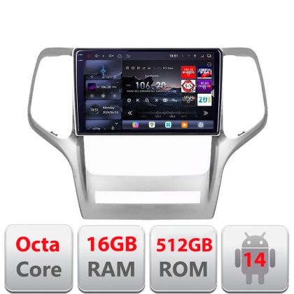 Navigatie Jeep Gran Cherokee 2011-2013 Edotec Kit-GRCHE 8 core QLED 2K 12+256GB 360 Android Waze USB Navigatie Internet Youtube Radio