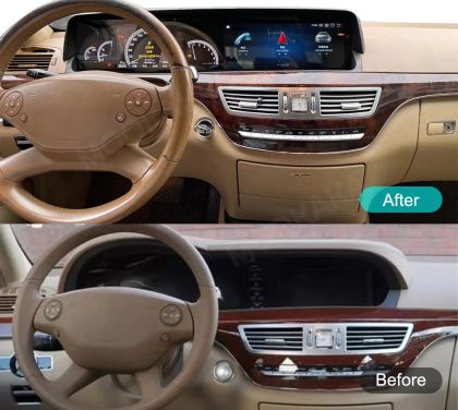 Navigatie Mercedes S Klass W221 octa core 8+128 qualcomm internet carplay 4g, include ceasuri digitale