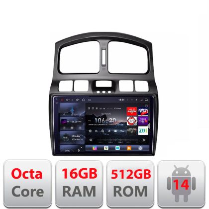 Navigatie Hyundai Santa Fe 2000-2006 Android radio gps internet 8 core QLED 2K 12+256GB 360 Edotec