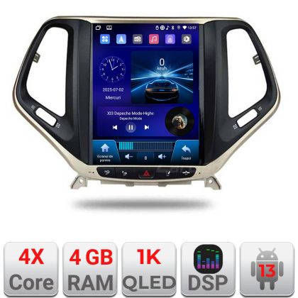 Navigatie Jeep Cherokee 2016-2020 tip tesla radio gps internet 4 Core carplay android auto 4+64 Incell Display kit-tesla-cherokee17 E220-RK