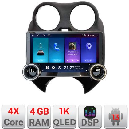 Navigatie Nissan Micra 2010-2014 Edotec  4+64 10.5 inch Incell 1K android Wifi 5Ghz gps internet  KIT-micra2010