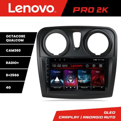 Navigatie Dacia Sandero Logan 2012-2020 Lenovo Kit-sandero 8 core QLED 2K 8+256 360 Android Waze USB Navigatie Internet Youtube Radio