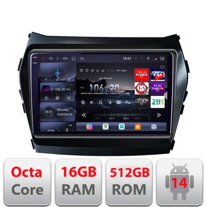 Navigatie Hyundai Santa Fe IX45 2012-2017 Edotec Kit-209 8 core QLED 2K 12+256GB 360 Android Waze USB Navigatie Internet Youtube Radio