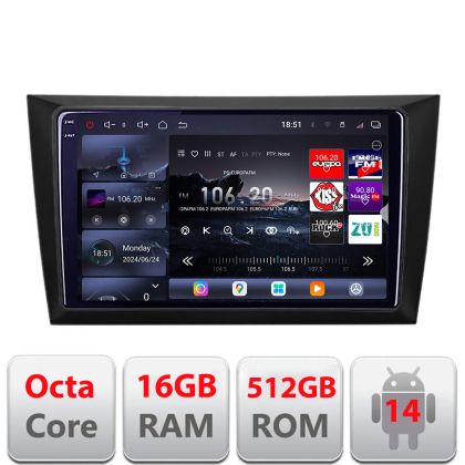 Navigatie VW Golf6 2009-2013 Edotec Kit-GOLF6 8 core QLED 2K 12+256GB 360 Android Waze USB Navigatie Internet Youtube Radio
