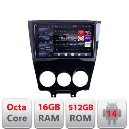 Navigatie Mazda RX8 2003-2008 Android radio gps internet 8 core QLED 2K 12+256GB 360 Edotec