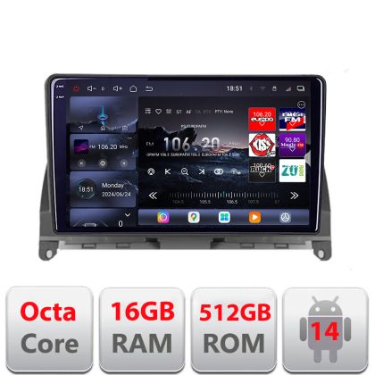 Navigatie Mercedes W204 2008-2012 Edotec Kit-W204 8 core QLED 2K 12+256GB 360 Android Waze USB Navigatie Internet Youtube Radio