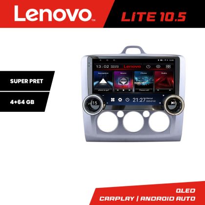 Navigatie Ford Focus clima manuala Kit-140-manual Lenovo  8 core 4+64 10.5 inch Incell 1K android Wifi 5Ghz gps internet 32