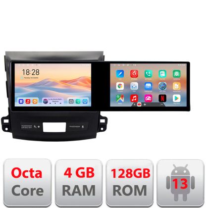 Navigatie Mitsubishi Outlander 2010 Kit-056 Edotec 2 ecrane  8 core 4+128 21.6 inch Incell android Wifi 5Ghz gps internet  Q