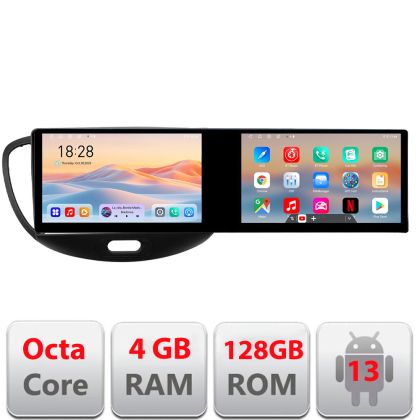 Navigatie Hyundai I10 2007-2013 Edotec 2 ecrane  8 core 4+128 21.6 inch Incell android Wifi 5Ghz gps internet  KIT-i10-2007