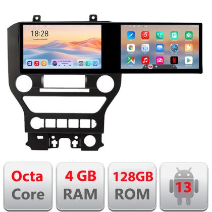 Navigatie Ford Mustang 2015-2020 Kit-MUSTANG-navi Edotec 2 ecrane  8 core 4+128 21.6 inch Incell android Wifi 5Ghz gps internet