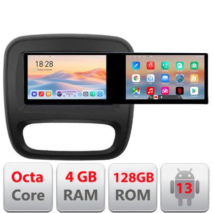 Navigatie Renault Trafic 2014-2017 Kit-rt09 Edotec 2 ecrane  8 core 4+128 21.6 inch Incell android Wifi 5Ghz gps internet  Q v1
