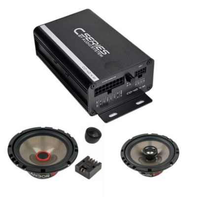 Pachet difuzoare component 4X40W fata + spate,  cu amplificator CO-40.4 M, inele difuzoare si cablaje plug&play pe masina