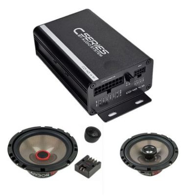 Pachet difuzoare component 4X40W fata + spate,  cu amplificator CO-40.4 M, inele difuzoare si cablaje plug&play pe masina