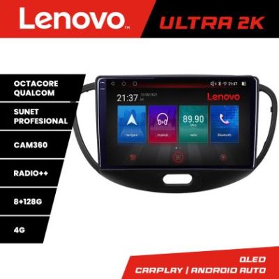 Navigatie Hyundai I10 2007-2013 Octacore, 8 Gb RAM, 128 Gb Hdd, 4G, Qled 2K, DSP, Carplay AA, 360,Bluetooth