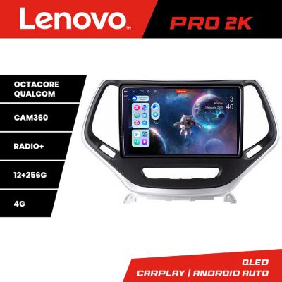 Navigatie Jeep Cherokee 2014-2019 Lenovo Kit-248 8 core QLED 2K 12+256 360 Android Waze USB Navigatie Internet Youtube Radio
