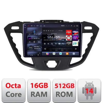 Navigatie Ford Transit 2012-2023 Edotec Kit-845 8 core QLED 2K 12+256GB 360 Android Waze USB Navigatie Internet Youtube Radio