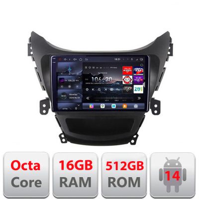 Navigatie Hyundai Elantra 2011-2013 Edotec Kit-092 8 core QLED 2K 12+256GB 360 Android Waze USB Navigatie Internet Youtube Radio