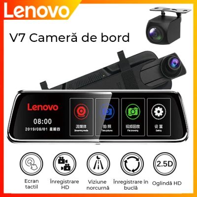 Oglinda cu camera DVR Lenovo V7 ecran de 9.66 inch 1080 fata 1080p spate Wifi Blind Spot Adas