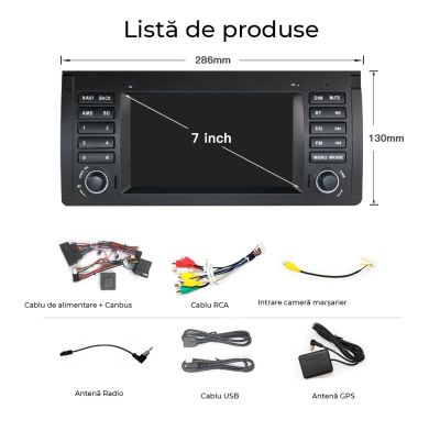 Navigație BMW Seria 5 E39 X5 E53 M5, 7 inci