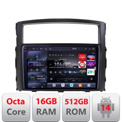 Navigatie Mitsubishi Pajero 2006-2018 Edotec Kit-452 8 core QLED 2K 12+256GB 360 Android Waze USB Navigatie Internet Youtube Radio