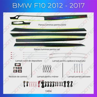 Lumini ambientale  BMW Seria 5 (F10) 2012-2017 dedicat set complet cu trimuri control telefon sau sistem original
