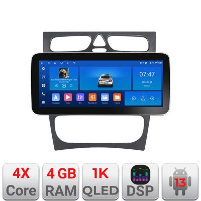 Navigatie Mercedes C W203 2000-2004 K-clk Edotec 4+64 12.3 inch Incell 1K android Wifi 5Ghz gps internet  Q