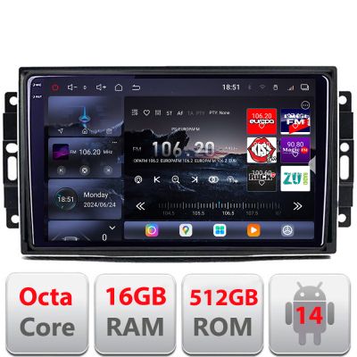 Navigatie Chrysler Jeep Edotec Kit-202 8 core QLED 2K 12+256GB 360 Android Waze USB Navigatie Internet Youtube Radio
