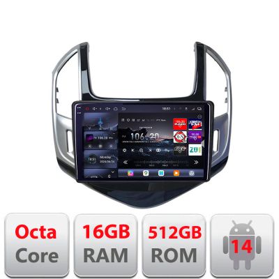 Navigatie Chevrolet Cruze 2013- Edotec Kit-1267 8 core QLED 2K 12+256GB 360 Android Waze USB Navigatie Internet Youtube Radio