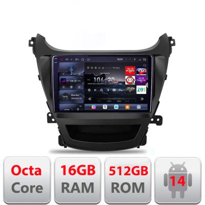 Navigatie Hyundai Elantra 2013-2015 Edotec Kit-359 8 core QLED 2K 12+256GB 360 Android Waze USB Navigatie Internet Youtube Radio