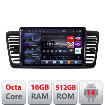 Navigatie Subaru Outback Legacy 2004-2009 Edotec Kit-SU02 8 core QLED 2K 12+256GB 360 Android Waze USB Navigatie Internet Youtube Radio