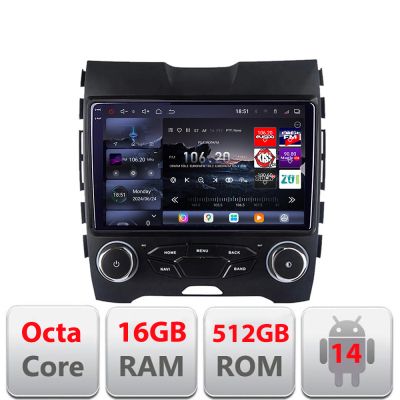 Navigatie Ford Edge 2015-2021 midline Edotec Kit-edge-mid 8 core QLED 2K 12+256GB 360 Android Waze USB Navigatie Internet Youtube Radio