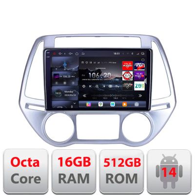 Navigatie Hyundai I20 2011-2014 manual si automat Android radio gps internet 8 core QLED 2K 12+256GB 360 Edotec